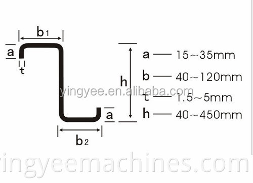 YINGYEE c z purlin interchangeable cold roll forming machine with PLC system